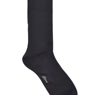 Shop Brioni Men's 100% Cotton Gray Long Socks In Grey