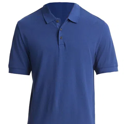 Shop Vince Men's Royal Blue Solid Pique Cotton Short Sleeve Polo T-shirt