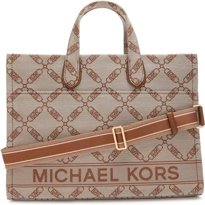 Shop Michael Kors Gigi Large Grab Tote Natural/luggage In Brown