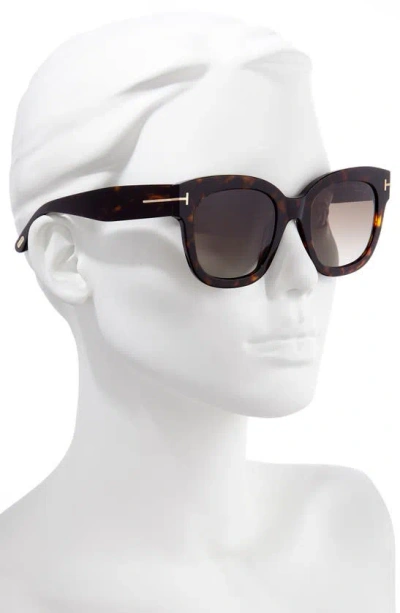 Shop Tom Ford Beatrix 52mm Polarized Gradient Square Sunglasses In Dark Havana / Brown