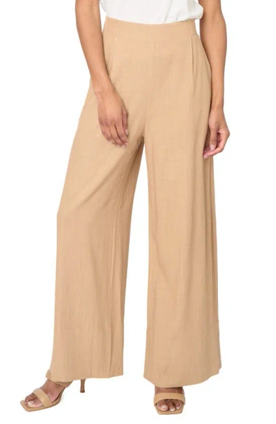 Shop Gibsonlook Linen Blend Wide Leg Pants In Nutshell Brown