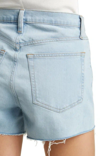 Shop Frame Le Brigette Raw Hem Denim Shorts In Soap