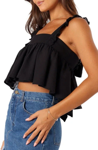 Petal And Pup Petal & Pup Raye Ruffle Strap Crop Sleeveless Top In Black