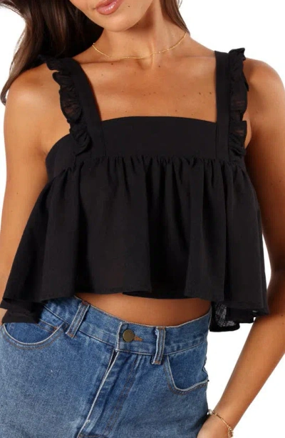 Petal And Pup Petal & Pup Raye Ruffle Strap Crop Sleeveless Top In Black