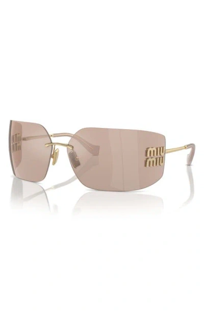 Shop Miu Miu 80mm Oversize Irregular Sunglasses In Pale Gold