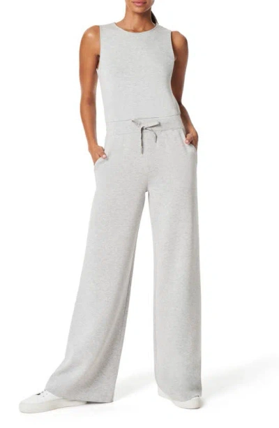 Shop Spanx Airessentials Sleeveless Jumpsuit In Light Grey Heather