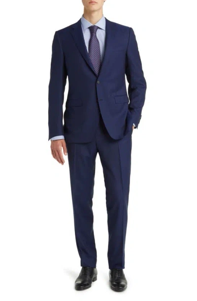 Shop Canali Trim Fit Water Resistant Milano Wool Suit In Bright Blue