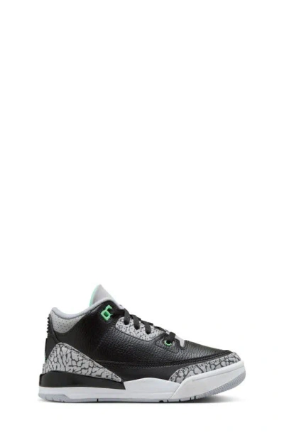 Shop Jordan Kids' Air  3 Retro Sneaker In Black/ Green/ Grey/ White