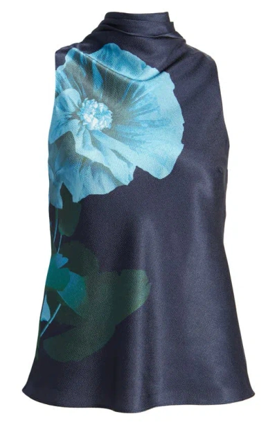 Shop Ted Baker Setsuko Floral Sleeveless Top In Navy
