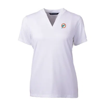 Shop Cutter & Buck White Miami Dolphins Throwback Logo Forge Blade V-neck Polo