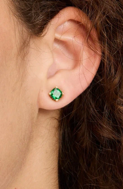 Shop Kate Spade Little Luxuries Stud Earrings In Green/ Gold
