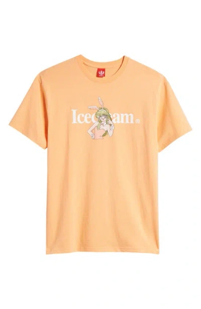 Shop Icecream Running Dog Glasses Cotton Graphic T-shirt In Cantaloupe