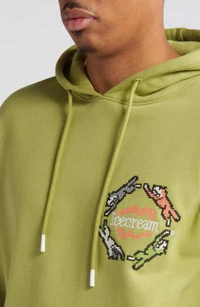 Shop Icecream Embroidered Cotton Graphic Hoodie In Fern