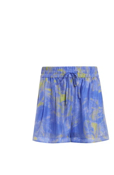 Shop Allsaints Isla Inspiral Drawstring Shorts In Electric Blue