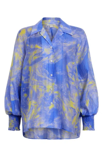 Shop Allsaints Isla Inspiral Button-up Shirt In Electric Blue