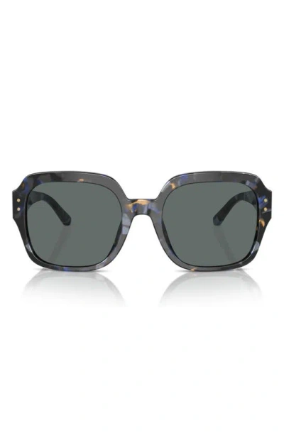 Shop Tory Burch 56mm Polarized Square Sunglasses In Blue Tort