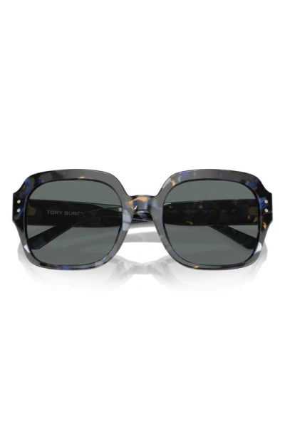 Shop Tory Burch 56mm Polarized Square Sunglasses In Blue Tort