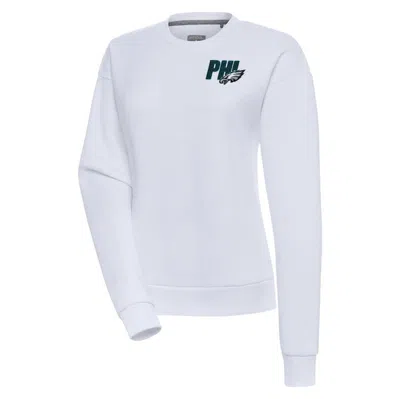 Shop Antigua White Philadelphia Eagles Victory Pullover Sweatshirt