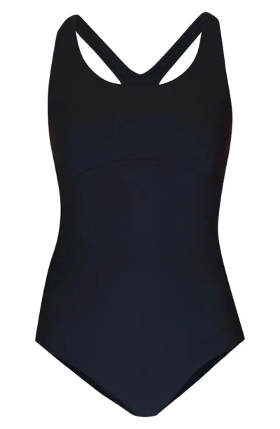 Shop Sweaty Betty Ocean Performance Racerback One-piece Swimsuit In Black