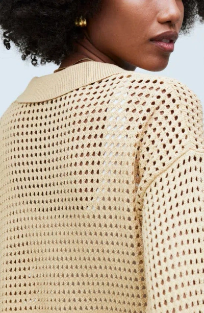 Shop Madewell Open Stitch Polo Cardigan In Desert Dune