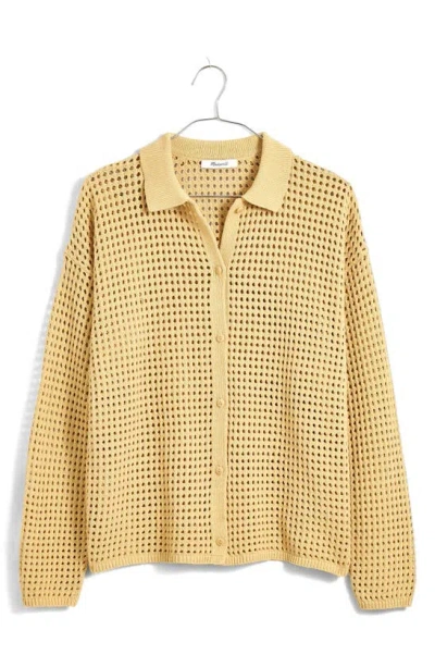 Shop Madewell Open Stitch Polo Cardigan In Desert Dune