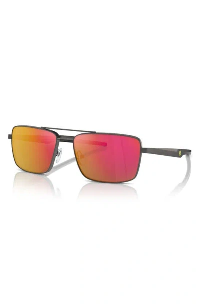 Scuderia Ferrari X  60mm Rectangular Sunglasses In Dark Gunmetal
