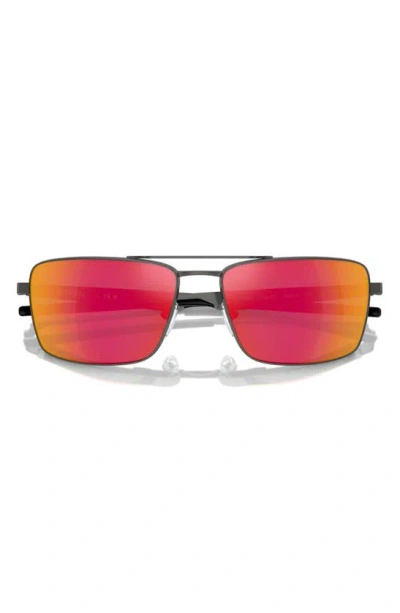 Scuderia Ferrari X  60mm Rectangular Sunglasses In Dark Gunmetal