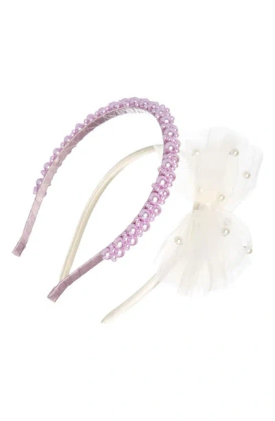 Shop Cara Kids' 2-pack Headbands In White/ Lilac