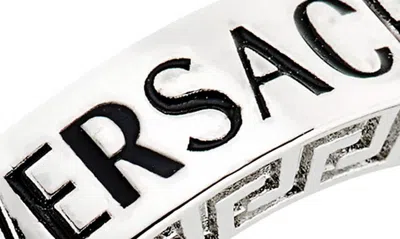 Shop Versace Logo Engraved Ring In Palladium