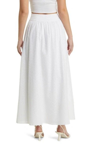 Wayf Catalina Embroidered Eyelet Cotton Maxi Skirt In Ivory