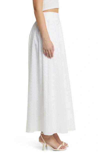 Wayf Catalina Embroidered Eyelet Cotton Maxi Skirt In Ivory