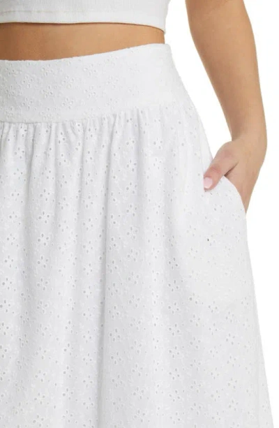 Wayf Catalina Embroidered Eyelet Cotton Maxi Skirt In Ivory