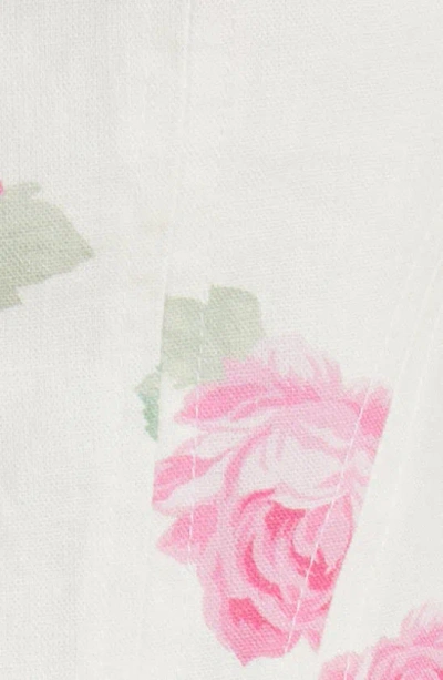 Shop Wayf Romeo Floral Linen Blend Crop Top In Ivory Roses
