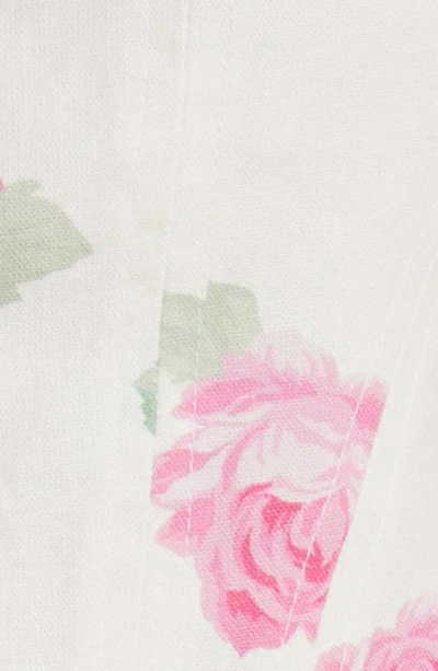 Wayf Romeo Floral Linen Blend Crop Top In Ivory Roses