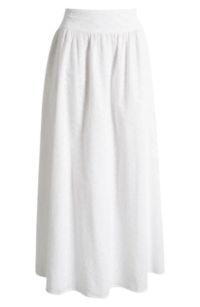 Shop Wayf Catalina Embroidered Eyelet Cotton Maxi Skirt In Ivory