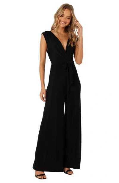 Petal And Pup Petal & Pup Nora Metallic Wide Leg Jumpsuit In Black