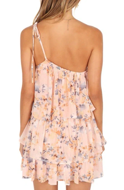 Petal And Pup Petal & Pup Loella Floral Print Pleated Tiered One-shoulder Minidress In Neutral