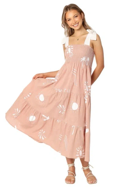 Petal And Pup Petal & Pup Sarelle Smocked Midi Dress In Brown