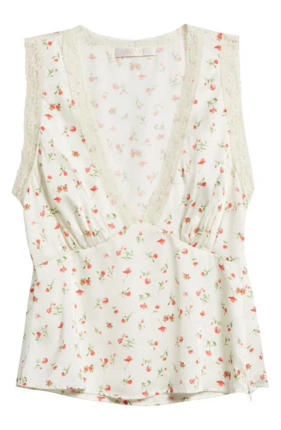Shop Wayf Camilla Floral Lace Trim Top In Ivory Ditsy