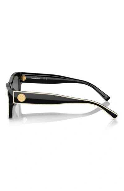Shop Tory Burch 53mm Rectangular Sunglasses In Black/ Grey