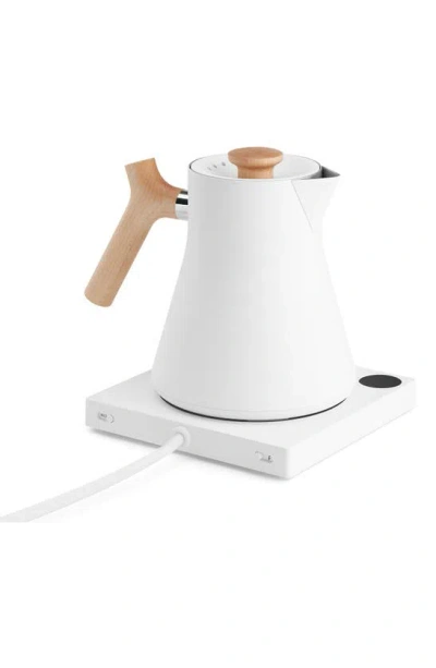 Shop Fellow Corvo Ekg Electric Kettle In Matte White W/maple Accents