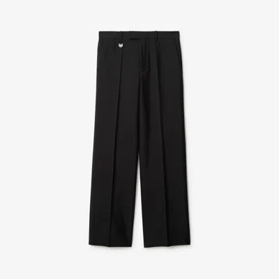 Shop Burberry Wool Silk Tailored Trousers In Black