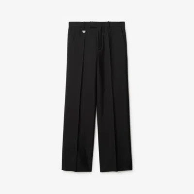 Burberry Suit Pants In Navy Blue Wool. Straight-leg Cut. Zippered Closure And Belt Clip. In Black