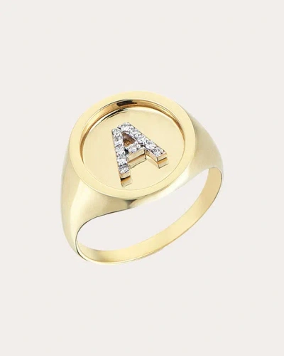 Shop Her Story Women's Initial Medallion Ring In Gold