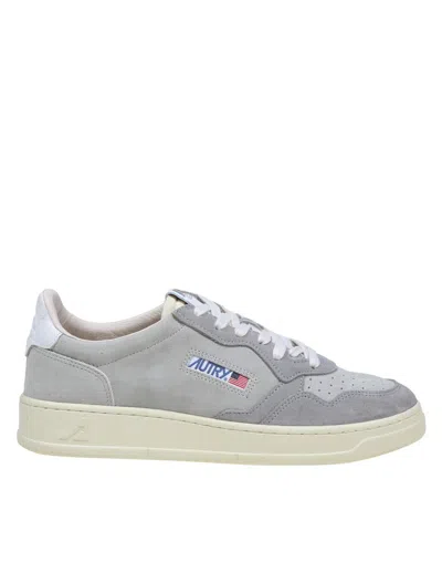 Shop Autry Suede Sneakers In Grey/cream