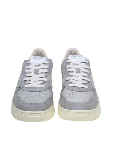Shop Autry Suede Sneakers In Grey/cream