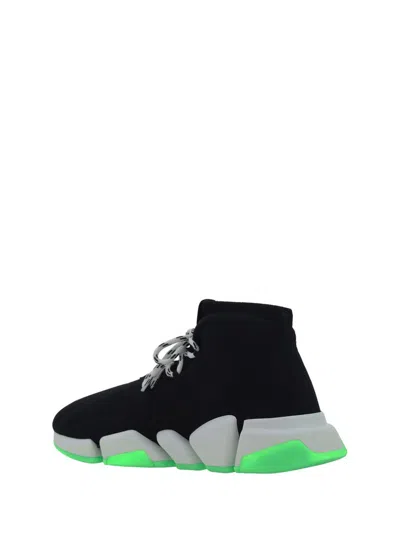 Shop Balenciaga Sneakers In Blck/wht/fluogreen
