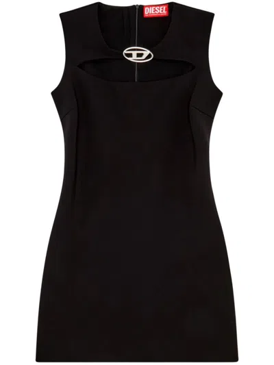 Shop Diesel D-reams Short Cut-out Dress In Milano Knit In Black