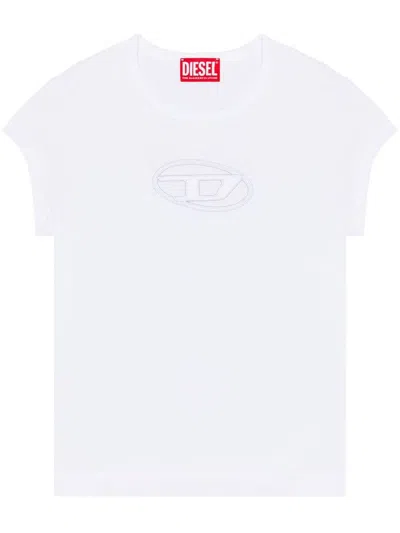 Shop Diesel T-angie T-shirt With Peekaboo Logo In White