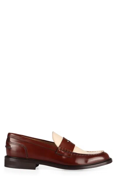 Shop Doucal's Leather Loafers In Brown